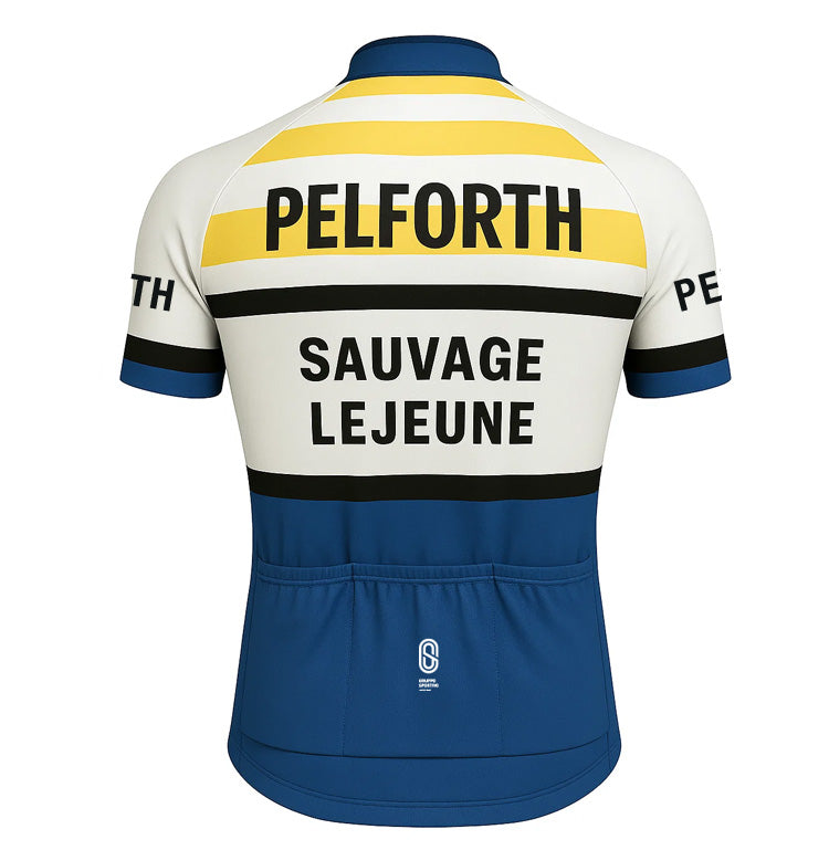 Retro Radtrikot Pelforth Lejeune - Weiß/Blau