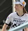 Retro Frauen Radtrikot Peugeot Weiß/Schwarz - RedTed