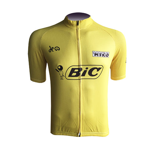 Gelbes Retro Radtrikot Bic - Luis Ocaña 1973