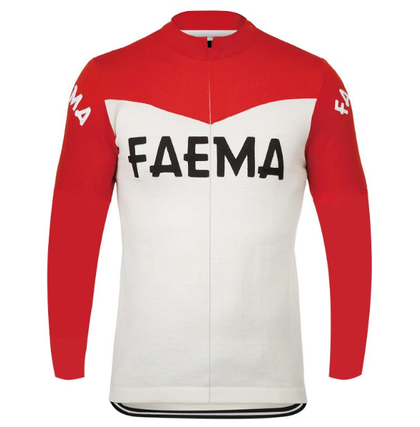 Retro Winter Radjacke (Fleece) Faema - Rot / Weiss