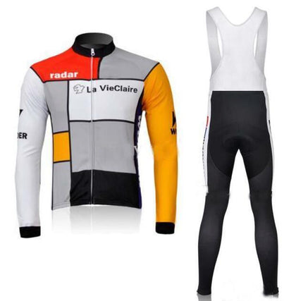 Retro Radsport Outfit La Via Claire - Jacke und Lange Hose - Mehrfarbig