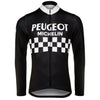 Retro Radsport Outfit Peugeot - Jacke und Lange Hose - Schwarz