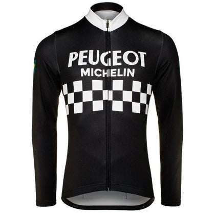 Retro Winter Radjacke (Fleece) Peugeot - Zwart