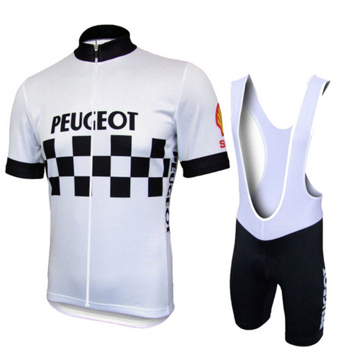 Retro Radsport Outfit Peugeot - Weiß / Schwarz