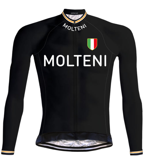 Retro Radtrikot Molteni lange Ärmel Schwarz - REDTED