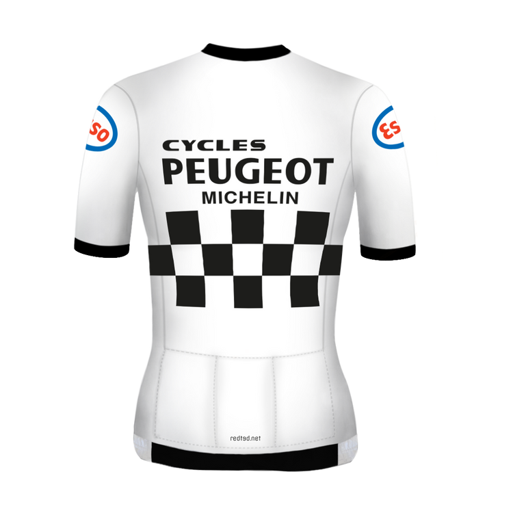 Retro Frauen Radtrikot Peugeot Weiß/Schwarz - RedTed