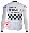 Retro Radtrikot Peugeot lange Ärmel weiß - REDTED