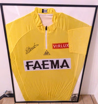 EDDY MERCKX SIGNIERT UNSER GELBES FAEMA TRIKOT