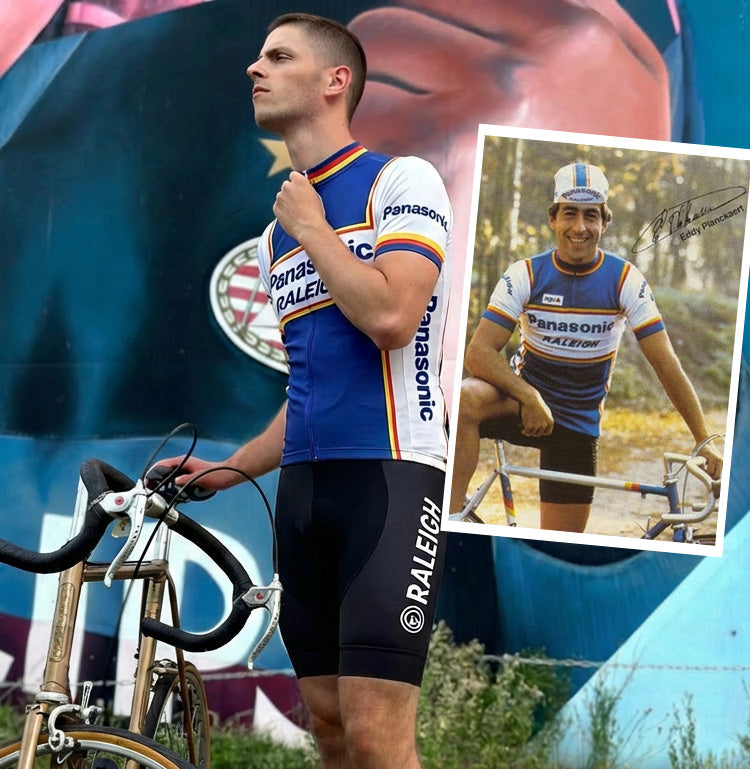 Retro Radtrikot Panasonic Raleigh - Weiß/Blau - Gruppo Sportivo