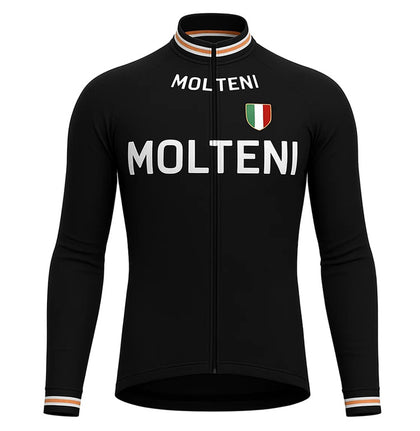 Retro Winter Radjacke (Fleece) Molteni - Schwarz