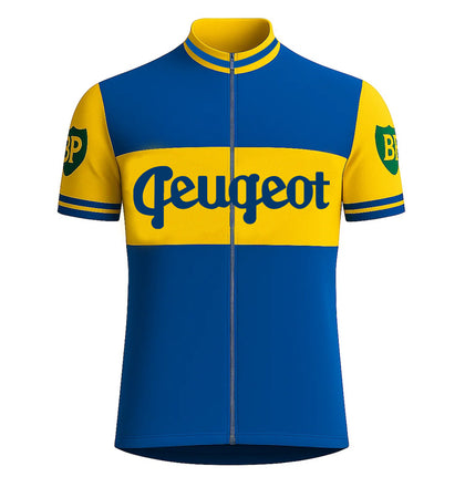 Retro Radtrikot Peugeot-Dunlop - Blau / Gelb