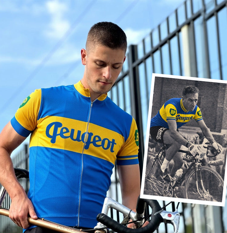 Retro Radtrikot Peugeot-Dunlop - Blau / Gelb - Gruppo Sportivo