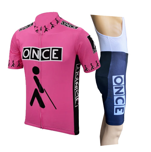 Retro Radsport Outfit ONCE - rosa/schwarz