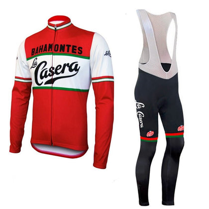 Retro Radsport Outfit La Casera - Jacke und Lange Hose - Rot