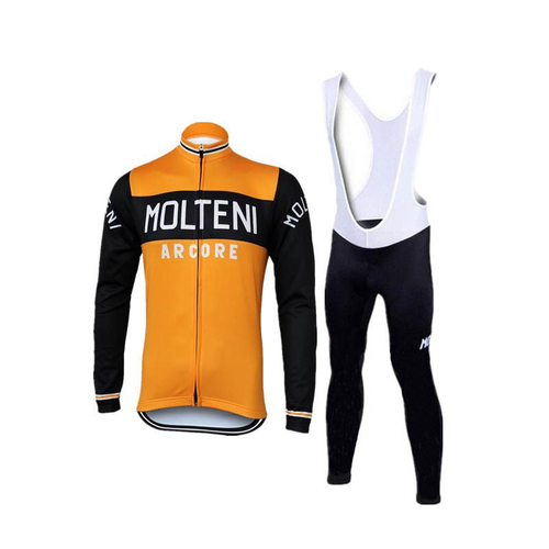Retro Radsport Outfit Molteni Arcore - Jacke und Lange Hose - Orange