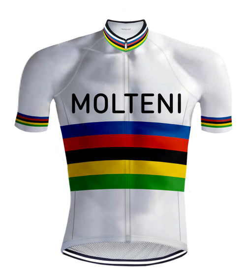 weltmeister trikot rennrad Retro radtrikots - Retro Radtrikot Molteni Regenbogen