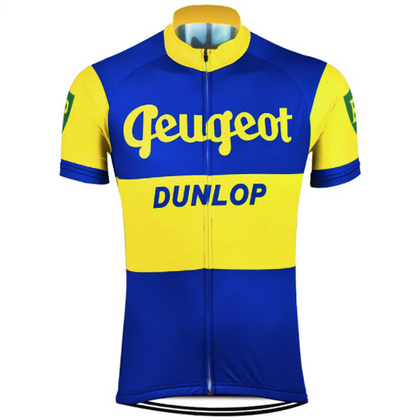 Retro Radtrikot Peugeot-Dunlop - Blau / Gelb