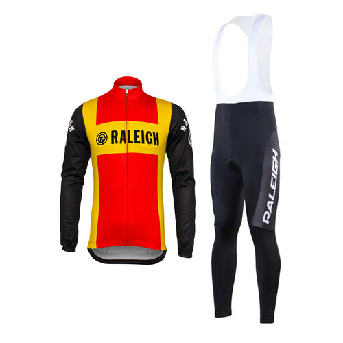 Retro Radsport Outfit Ti-Raleigh Jacke und Lange Hose Rot