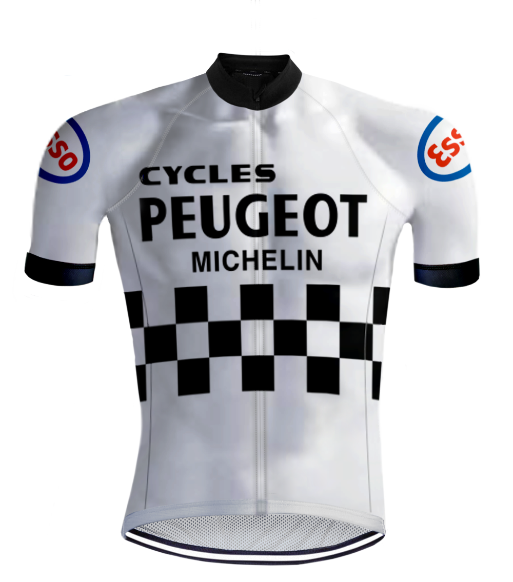 Retro Radtrikot Peugeot Weiß/Schwarz