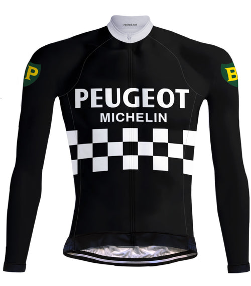 Retro Radjacke (Fleece) Peugeot Schwarz/Weiß